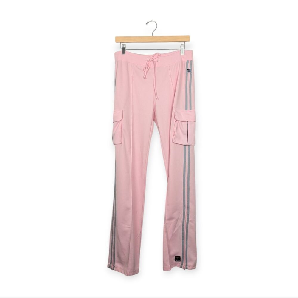 Big Flirt Light Pink Grey Stripe Y2K Drawstring Track Pants Size L